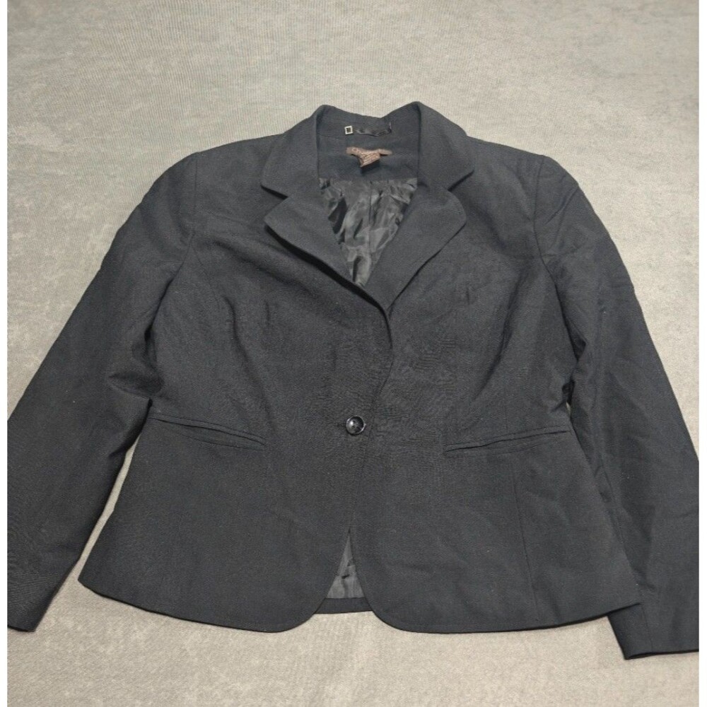 Chadwicks Collection Womens 14P Black Wool Blend Blazer Jacket Petite Career